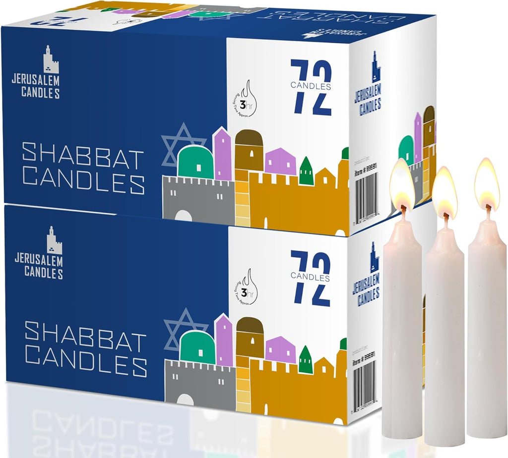 Shabbat Candles - Traditional Shabbos Candles - 3 Hour - 2-Pack X 72 Candles, (144 Candles)