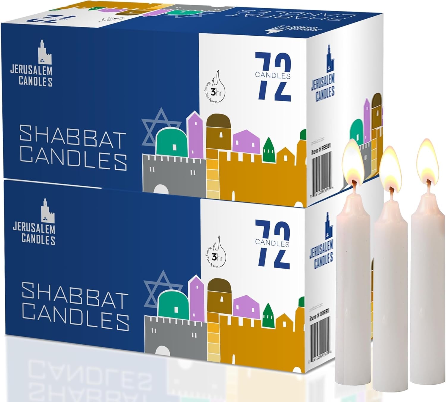 Shabbat Candles - Traditional Shabbos Candles - 3 Hour - 2-Pack X 72 Candles, (144 Candles)