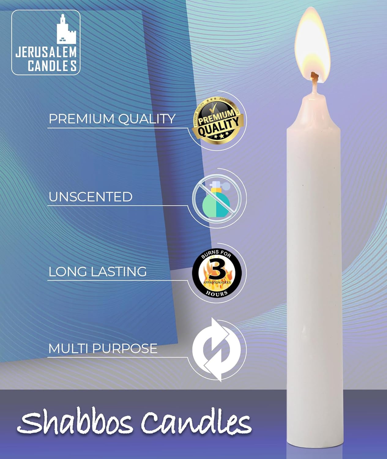 Shabbat Candles - Traditional Shabbos Candles - 3 Hour - 2-Pack X 72 Candles, (144 Candles)